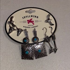 Idyllwind Silver Earrings with Turquoise Accents